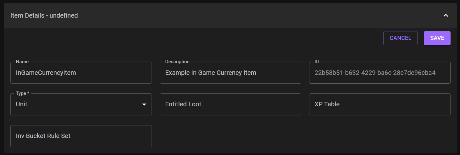 Create In-Game Currency Item Example CreateCurrencyItemExample