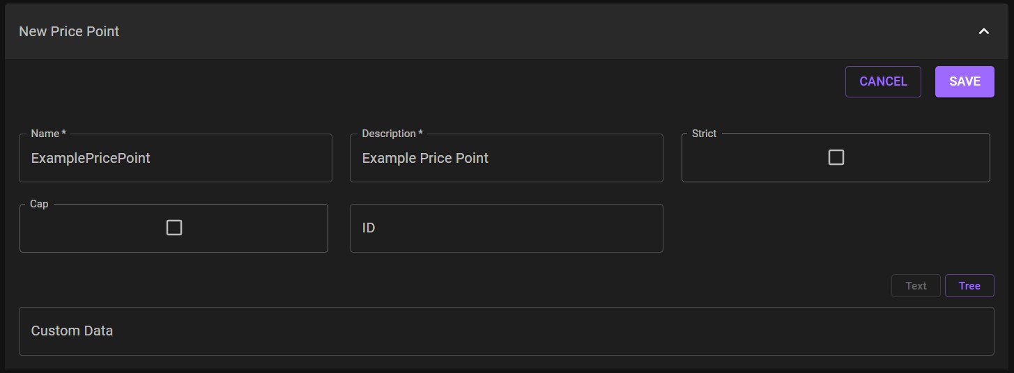 Create Price Point Example CreateExamplePricePoint