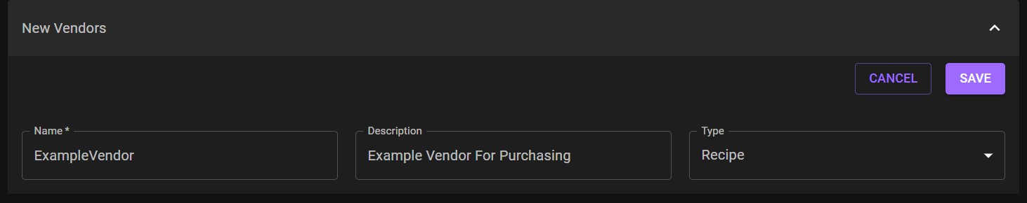 Create Vendor Example CreateExampleVendor
